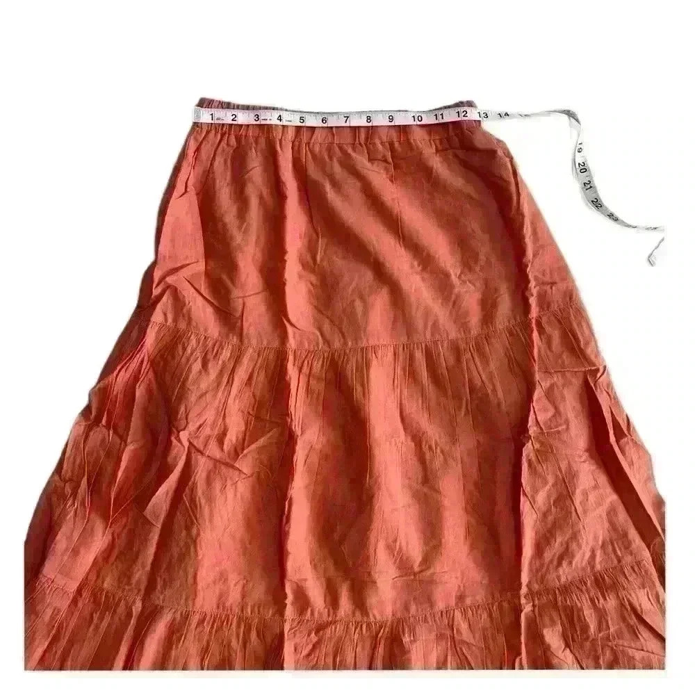 And Now This Womens 100% Cotton Tiered Pull-On Maxi Skirt Rose Gold Size S Boho - Picture 9 of 13